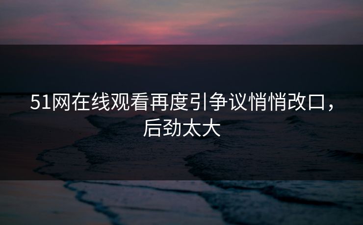 51网在线观看再度引争议悄悄改口，后劲太大